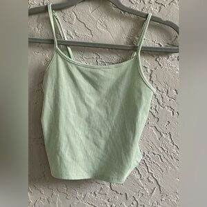 American Eagle Light Green Ribbed & Cropped Tank Top